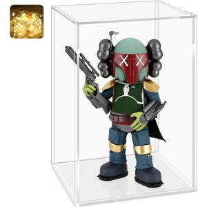 LANSCOERY Acrylic Display Case, Assemble Showcase Display Box for Collectibles, with Dustproof & Seamless Display Design, 7x6x10inch White Base