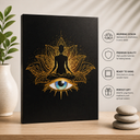 Framed Yoga Meditation Canvas Wall Art Spiritual Lotus Flower Print Picture with Eye Zen Mindfulness Painting spiritual Energy Poster for Living Room Bedroom Office Décor 16x24 Inches