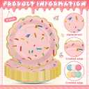 48 Pcs 9 Inch Confetti Sprinkles Dessert Plates Sprinkled Love Baby Shower Party Decoration Scalloped Golden Edge Disposable Thick Paper Plate Donut Ice Cream Wedding Birthday Supplies (Only Yellow)