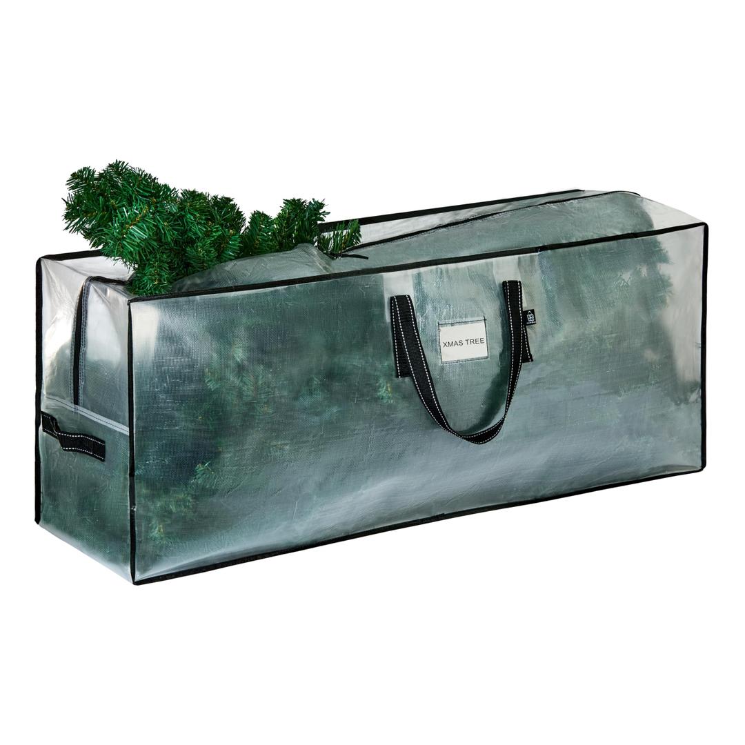 VENO Clear Christmas Tree Storage Bag - Fits 7.5 Ft Artificial Trees, Heavy Duty Large Bags with Zipper, Durable Handles, and Labeling Card Slot, Alternative to Storage Boxes with Lids
