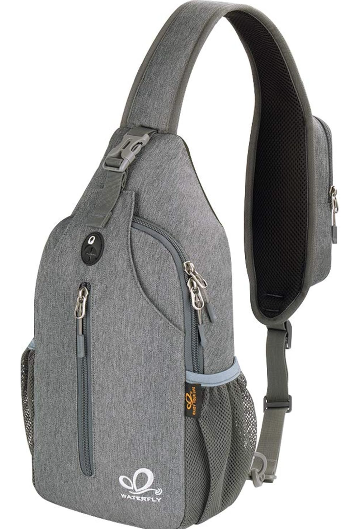 WATERFLY Crossbody Sling Backpack Sling Bag Travel Hiking Chest Bag Daypack