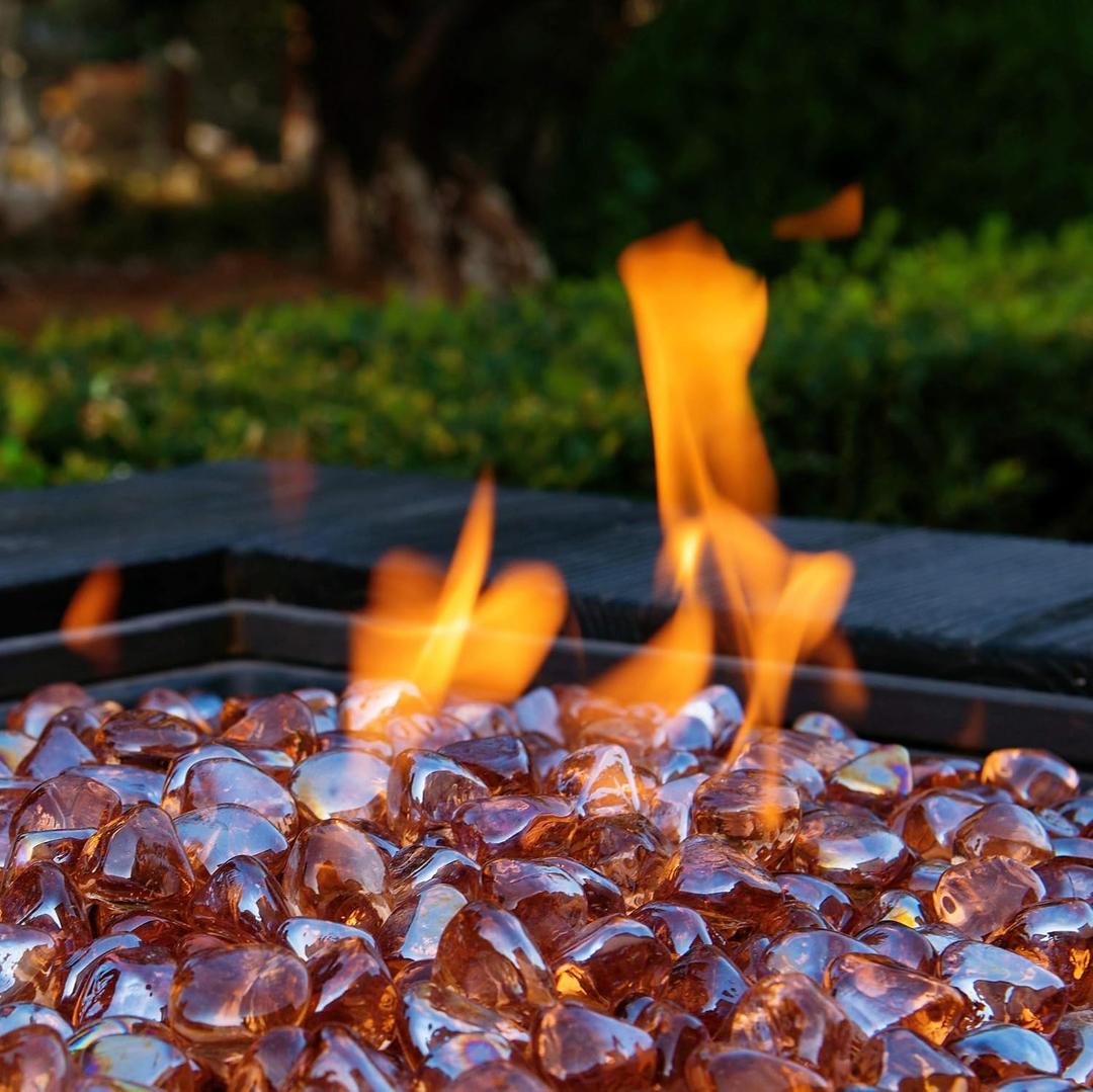 Fire Glass Diamond 1 Inch Fire Pit Glass Rocks for Propane or Gas Fire Pit (Gift Package) (20 Pounds, Pink Champagne)