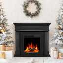 43 Inch Fireplace TV Stand with Mantel - Electric Fireplace Heater, Wooden Entertainment Center, Adjustable LED Flame, Freestanding (750W/1500W),Black