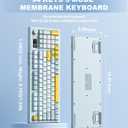Tri-Mode Wireless Keyboard, BT/2.4G/Wired, Silent Membrane, RGB Backlit, Display Screen & Multimedia Knob, 94 Keys PBT Keycaps for PC Home Gaming Office Use