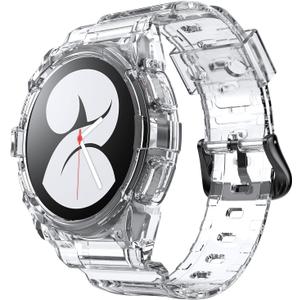 NotoCity for Galaxy Watch 4 Galaxy Watch 5 Watch 6 40mm Band, Clear Band with Protective Case Replacement Strap for Galaxy Watch 4/5 (40mm, Clear)