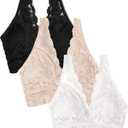 Smart & Sexy Women's Signature Lace Deep V Neck Wireless Bralette, Bralettes for Women with Support, Bralettes and Bralette Pack (Black, XXL)
