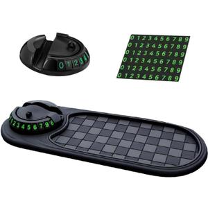 Multifunction Car Anti-Slip Mat,360 Rotatable Multifunctional Car Dashboard Mobile Phone Holder with Temporary Parking Number,Large Pad for Phones Sunglasses Keys Gadgets(Black-Gray) (Grey)