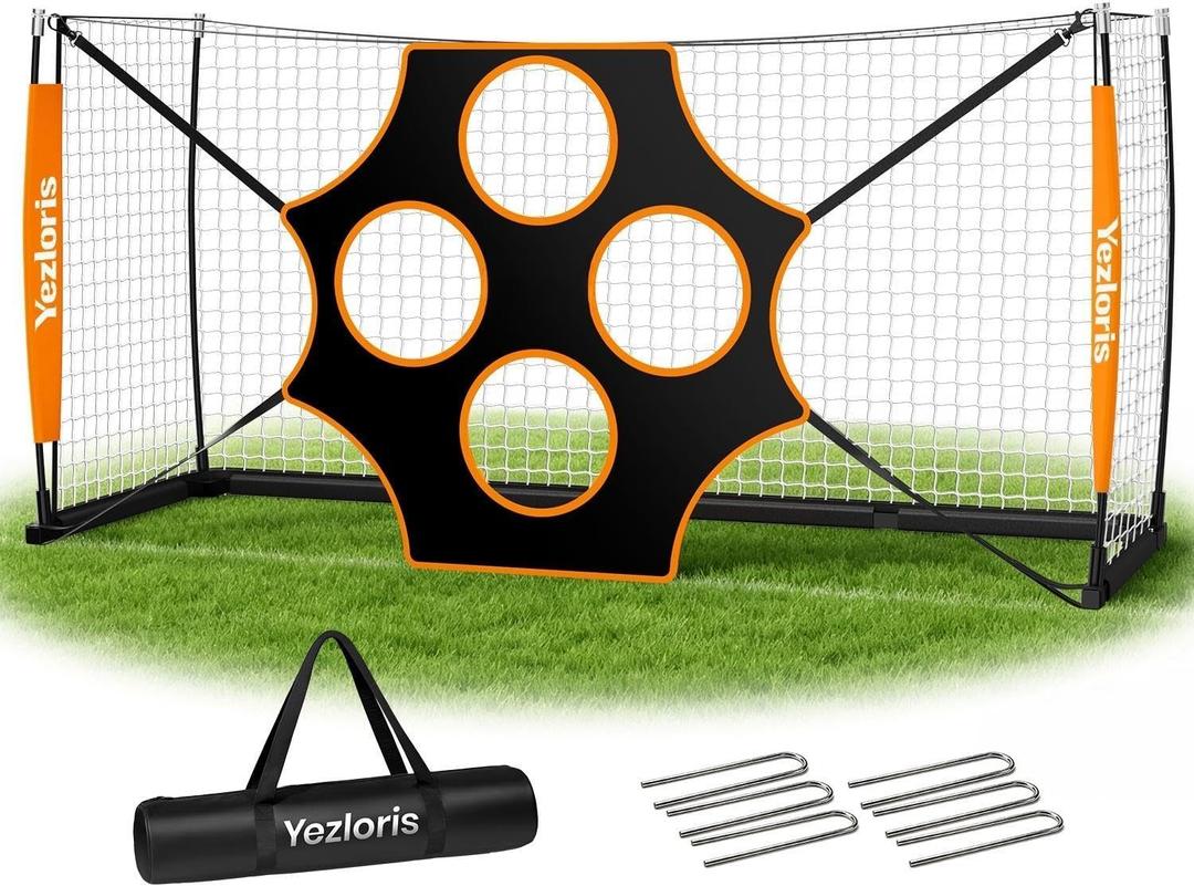 12x6FT Soccer Goal with 10-Hole Precision Target, Heavy-Duty Frame
