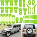 26PCS Full Set Exterior Decoration Trim Kit for Jeep Wrangler JL JLU 2018-2023 Door Hinge Handle Engine Hood Hinge Hood Latch Wheel Eyebrow Side Air Outlet Rear Tailgate Window Hinge Cover (Green)