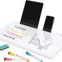 DOLLAR BOSS Glass Desk Whiteboard Small Dry Erase Board Desktop White Board with Storage Drawer Computer Keyboard Stand Desk Organizer Office Accessories Back to School Supplies with 4 Markers, White