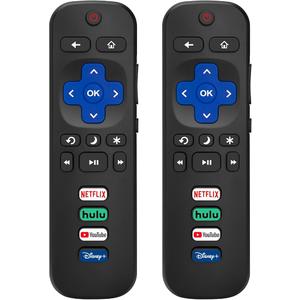 (Pack of 2) Replacement Remote Control Only for Roku TV, Compatible for TCL Roku/Hisense Roku/Onn Roku/Sharp Roku/Element Roku/Westinghouse Roku/Philips Roku Smart TVs (Not for Roku Stick and Box)