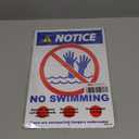 Attention No Swimming Alone Sign, Pool Sign, 10x14 Inches, Rust Free .040 Aluminum, Fade Resistant, Indoor/Outdoor Use, Made in USA