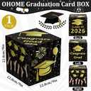 2 x OHOME Graduation Decorations 2026 - Black Gold Graduation Card Box for Graduation Decorations Class of 2026 - Graduation Party Decorations Decor Supplies Favors,Graduation Centerpieces 2026