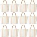 Aliceset 12 Pack Mini Canvas Tote Bags Reusable Mini Gift Bags Tote Bag for DIY