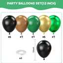 3 x Green and Brown Balloons, 12Inch Dark Green Black Balloons for Camouflage Jungle Theme Birthday Baby Shower Army Party Decorations