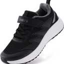 Joomra Little Kids Wide Toe Box Walking Shoes for Boys Girls Size 1W Tennis Athletic Width Fashion Running Sneakers Black 32