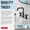 Delta Albion Brushed Gold Bathroom Faucet 3 Hole, 8 Inch Widespread Bathroom Sink Faucet for Vanity, Metal Push-Pop Drain Assembly, Champagne Bronze 35855LF-CZ