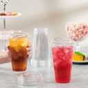 GUSTO Clear Plastic Cups with Lids [24 oz - 100 Count - Disposable Iced Coffee Drink Cups with Strawless Sip Lids for Smoothies, Juices, and More - (Formerly Comfy Package)