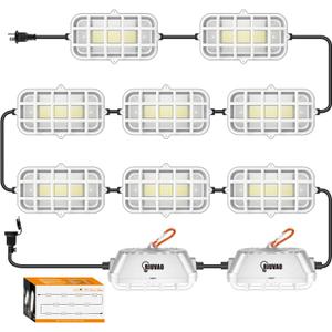 100ft LED Construction String Lights,Super Bright 300W 30000LM Waterproof IP67 Led String Work Lights, Construction Temporary Light (Upgrad 100ft-10lights)