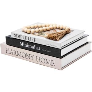 TwoDays Beautiful Coffee Table Books, Neutral Fashion Decorative Books for Home Bookshelf, Modern Room Decor Aesthetic, Fake Faux Book Storage Boxes for Decoration (Set of 3)