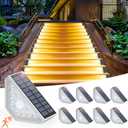 Kondras Motion Sensor Solar Stair Lights Outdoor, 8-Pack Super Bright LED Solar Powered Step Lights for Outside, 550LM IP67 Waterproof Outdoor Sensor Lights for Stair Porch Yard Deck, Warm White