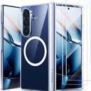 TORRAS Magnetic Shockproof for Samsung Galaxy Z Fold 7 Case Clear with Screen Protector, Fit for MagSafe, 4X Military Grade Hinge Protection, Slim Phone Case for Samsung Z Fold 7, Clear