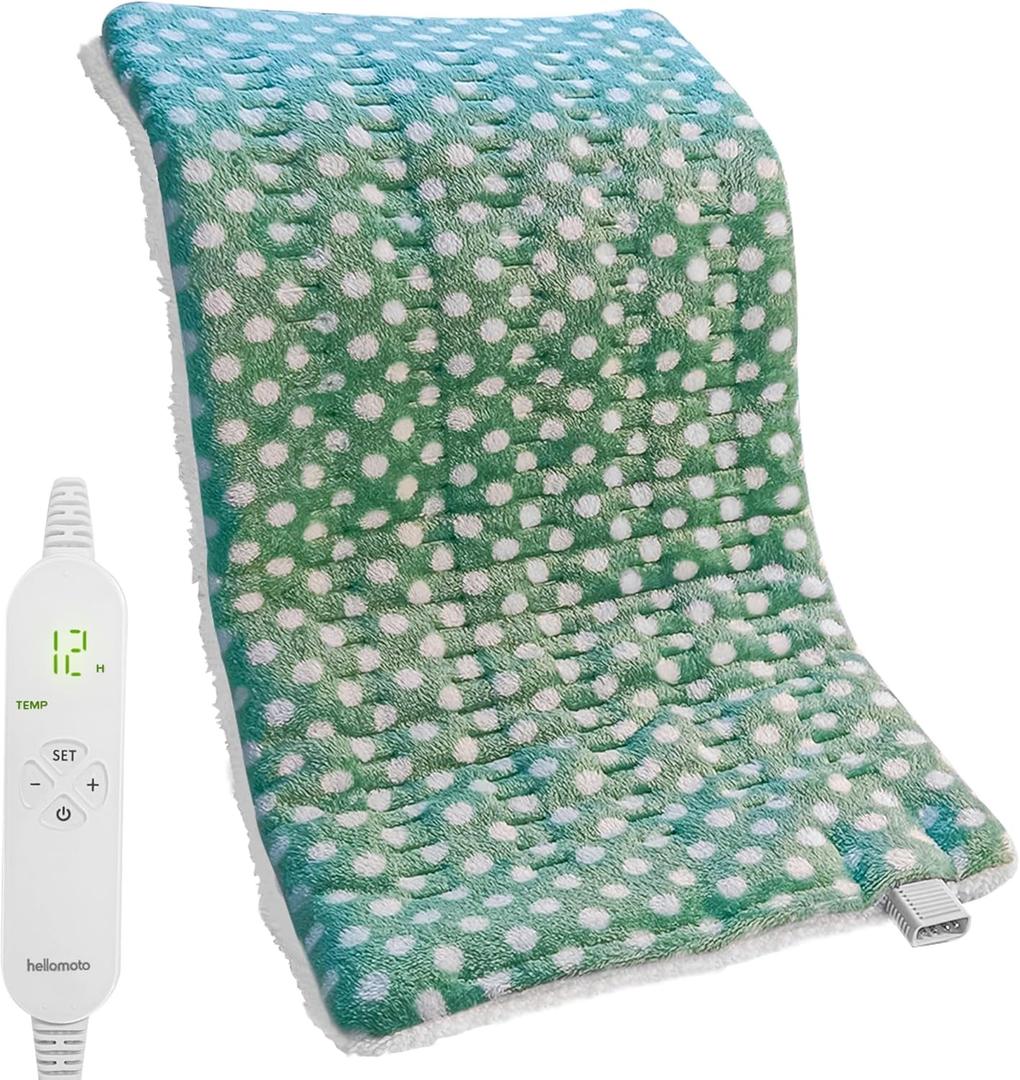 HELLOMOTO Heating Pad for Back Pain Relief, Large Heating Pad for Back/Shoulder/Abdomen/Waist/Leg Pain with 12 Heat Settings and 8 Timer Settings, Extra Large 12"x24"- YDG01