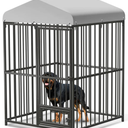 Garvee 4x4x6ft Outdoor Dog Kennel, Heavy Duty Dog Cage with Waterproof Roof, Dog Kennel Galvanized Iron Dog House with Safety Locks, UV & Water Resistant Proof Cover, for Garden Backyard