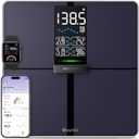 Ovutek Professional Smart Scale for Body Weight, BMI, Body Fat, Muscle Mass, Highly Accurate Body Composition Weighing Machine, Bathroom Digital Scale Large Display Sync with Fitness App, 450lb, Blue Black, 11.8*11.8in 