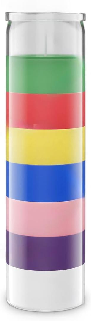Simply Soson 1 Piece Unscented 7 Color Glass Prayer Devotional Candle, Hand Poured Wax Candles - 2 Inch x 8 Inch, Great for Sanctuary, Vigils, Casting Chimes, Rituals, Spells, Wiccan & More (1 Pack - Standard)