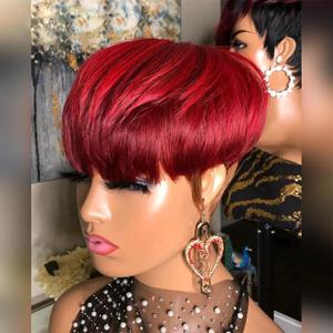 Pixe Cut Wig Wigs For Black Women Short Wigs for Black Women Wigs With Bangs Red to Brown Wigs Natural Hairline Wig Hair Replacement Wigs 8Inch