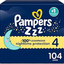 Pampers ZZZ Overnight Diapers, Size 4 (2237 lbs), 29 Count, Nighttime Protection Disposable Baby Diaper, Night Time Leak and Skin Protection