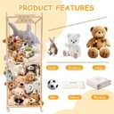 Stuffed Animal Storage Zoo with Wheels, Wooden Large Stuff Animals Plushies Holder, 22.5" D x 22.5" W x 64" H Toy Organizer Storage Cage with Elastic Band and Net for Nursery Playroom Bedroom