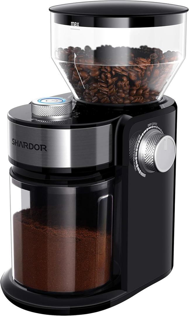 SHARDOR Electric Burr Coffee Grinder 2.0, Adjustable Burr Mill with 16 Precise Grind Setting for 214 Cup, Black