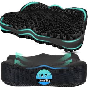 Thicken 19.7in Seat Cushion, Gel Seat Cushion for Long SittingOffice Chair, Wheelchair, Car Cushion, Large Cooling Pad for Back Pain, Sciatica, Tailbone Pain Relief
