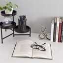 Kate and Laurel Finn Modern Tri-Level Metal Plant Stand, 7.25 x 7.25 x 10, Black, Indoor Multi-Tiered Plant Stand for Tabletop