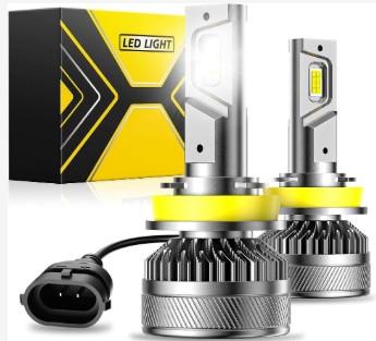 2 x H11/H8/H9 Bulbs Super Bright,6500K Cool White H8 Light Bulbs, 50000+Hours H11 Powersport Bulb with Cooling Fan, Pack of 2