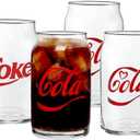 Greefun 4 Pack Can Shape Coke Glass Cups, Updating 16oz Coca Cola Drinking Glassware