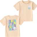 Toddler Boys Short Sleeve T-Shirt - Cotton Rabbit Graphic Tee for Kids, Soft Funny Letter Print Summer Outfit Top (18-24 Months, Beige)