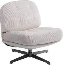 HollyHOME Modern 360°Swivel Accent Chair, Upholstered Comfy Reading Chair, Fabric Lazy Chair , Metal Frame Lounge Sofa Chair for Living Room, Bedroom, Balcony, Beige