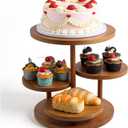 SHENLIU 4 Tier Round Cupcake Tower Stand for 50 Cupcakes, Farmhouse Wood Cake Stand with Tiered Trays Dessert Table Display for Wedding Birthday Baby Shower Tea Party