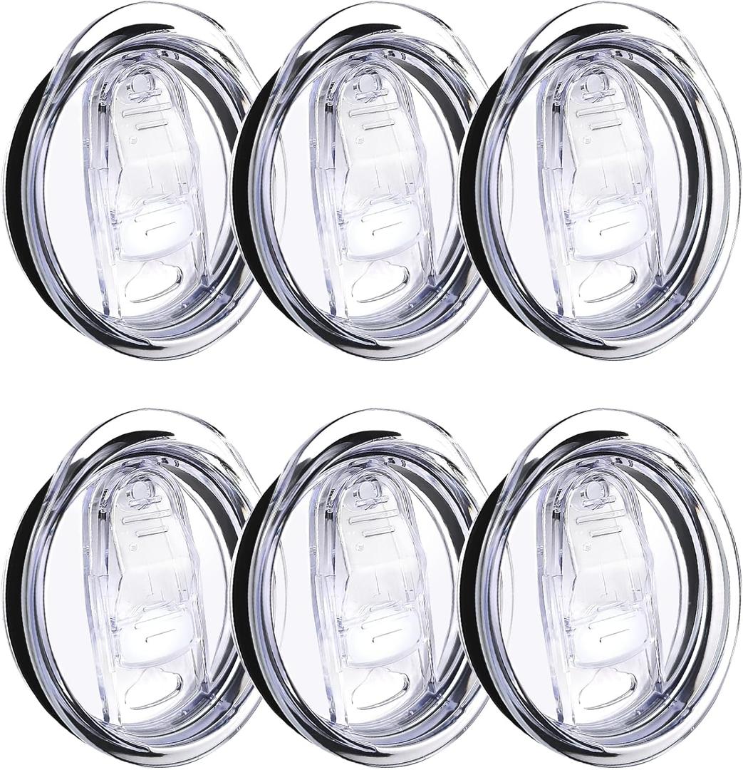 20oz Skinny Tumbler Replacement Lids 6 Pack,Spill Proof Splash Resistant Silicone Sliding Covers,Straw Friendly, BPA Free