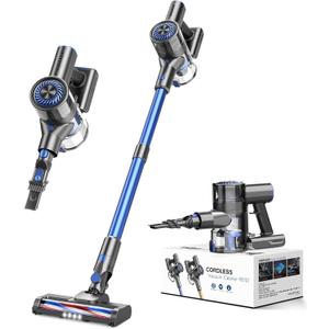Cordless Vacuum Cleaner for Home, Stick Vacuum Cleaner with 80000 RPM Brushless Motor, 2600mAh Rechargeable Batteries, 2 Adjustable Suction, Anti-Tangle, Lightweight Handheld Vacuum for Hard Floor (Dark Gray Blue)