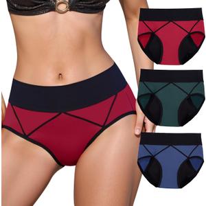 Incontinence Underwear for Women - Leakproof Underwear for Women with Heavy Absorbency 50–200ml, Washable Reusable Cotton Protection Panties Briefs for Bladder Leakage, Postpartum 3 Pack/M