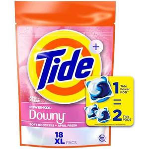 Tide Power PODs 2-in-1 Laundry Detergent Pods with Downy Soft Boosters, Lasting Freshness with April Fresh Scent, 15 Count