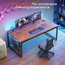 PRAISUN 63 X 29.5 Inch Computer Desk with Deeper Desktop, Gaming Office Writing Work Desk for Home Office, Study, Bedroom, Work from Home, Metal Frame, Rustic Brown