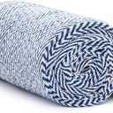 Americanflat 50x60 Throw Blanket - Soft and Breathable Cotton Throw Blanket for Couch, Bed, Chair - Decorative Blanket Perfect for Home, Office, or Outdoor Use - Blue and White Herringbone Blanket
