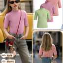 3 Pack Girls' 1/2 Sleeve Shirts | Mock Turtleneck Shirts, Half Sleeve, Basic, Elbow Length, Casual, Going out, Basic, Stretch, Soft, 5-14 Years, Summer