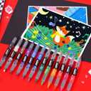 POMAC Dual Tip Acrylic Paint Markers Pens 12 Assorted Colors, Direct Liquid Acrylic Marker with Brush & Fine Tip, Water-Based Paint Marker for Fabric, Canvas, Rock, Glass, Wood, Crafts, Art Supplies