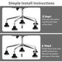 Bell Glides Replacement Office Chair Feet Swivel Caster Wheels to Fixed Stationary Castors, Short Profile with Separate Self Adhesive Felt Pads Black 5pcs